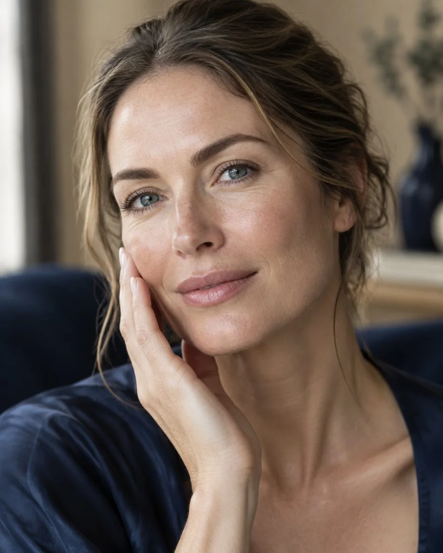 Woman with naturally radiant, hydrated facial skin after Profhilo face treatment in Dublin